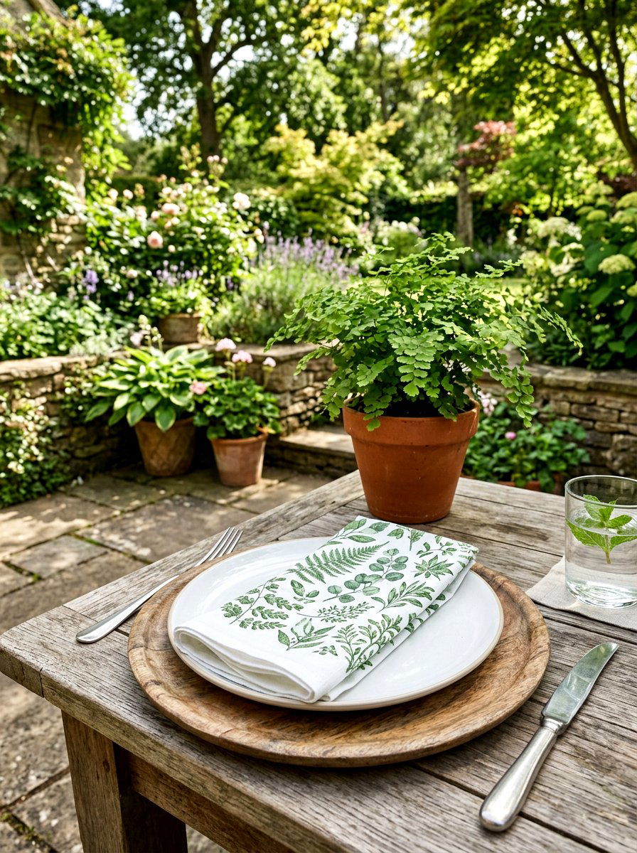Botanical Print Napkin - 25 Spring Outdoor Table Decor Ideas