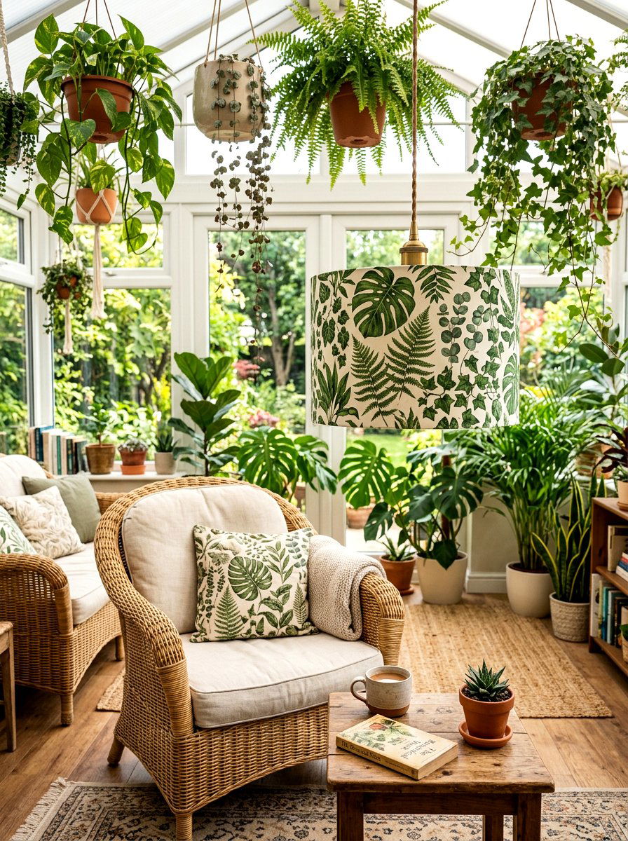 Botanical Print Shade Lamp - 25 Spring Swag Light Ideas