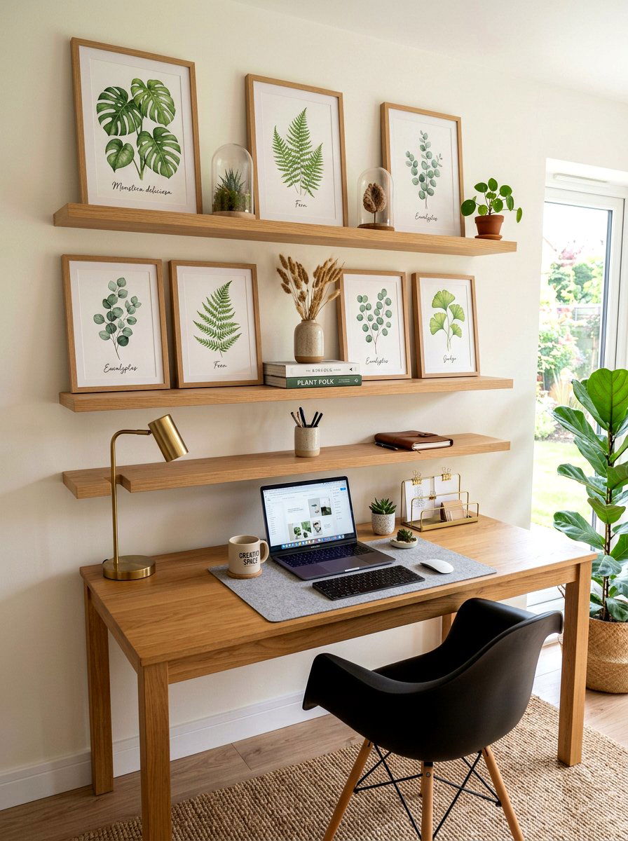 Botanical Print Wall Decor - 25 Spring Floating Shelf Decor Ideas