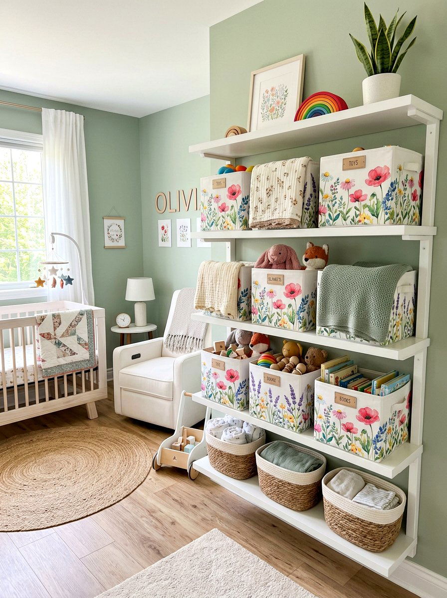 Botanical Storage Basket - 25 Spring Botanical Print Decor Ideas