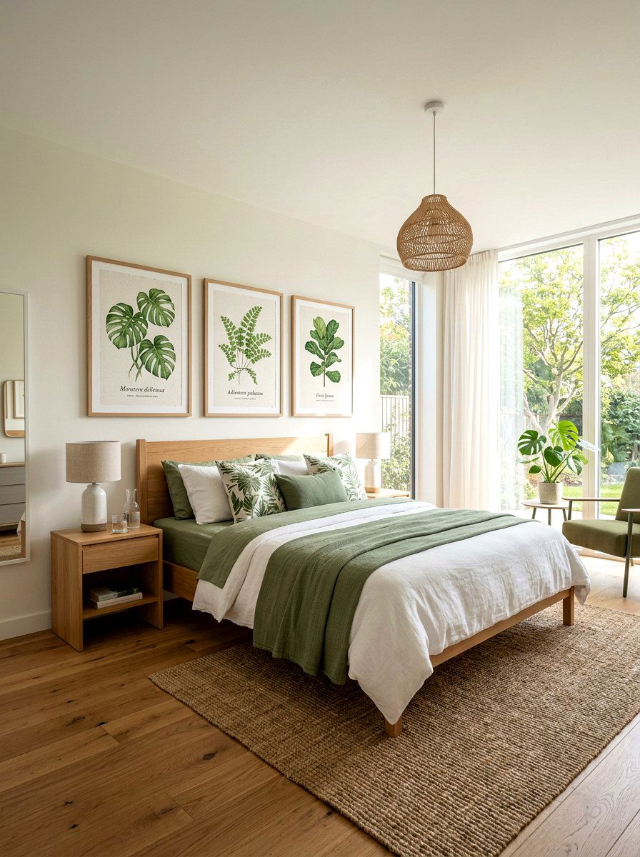 Botanical Wall Art - 25 Spring Bedroom Nightstand Styling Ideas