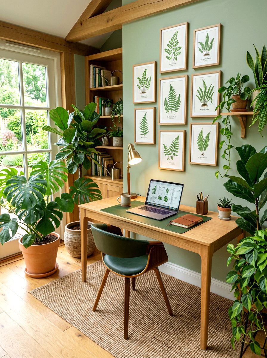 Botanical Workspace Theme - 25 Spring Desk Decor Ideas