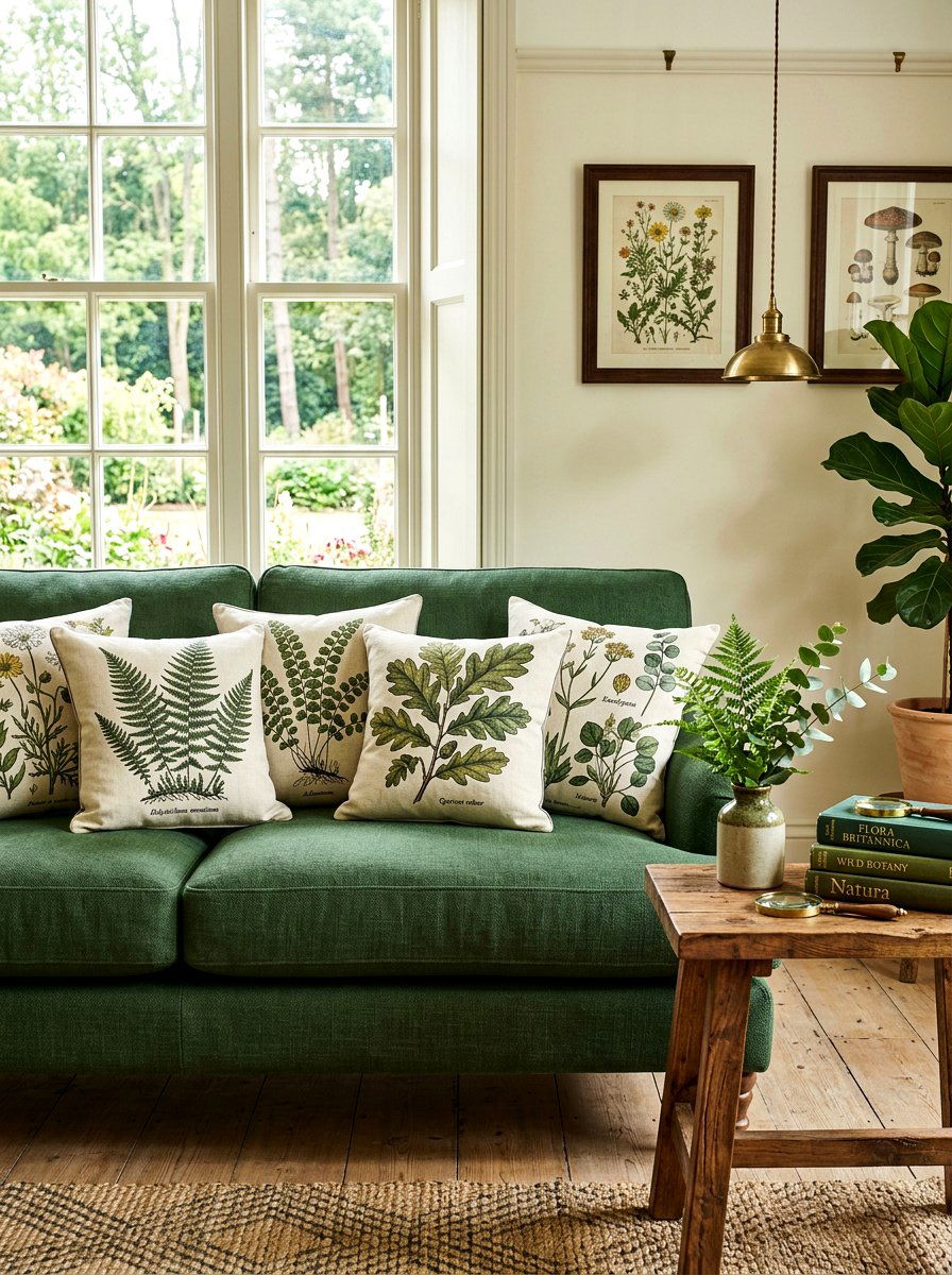 Botanical print sofa pillows - 25 Spring Sofa Styling Ideas