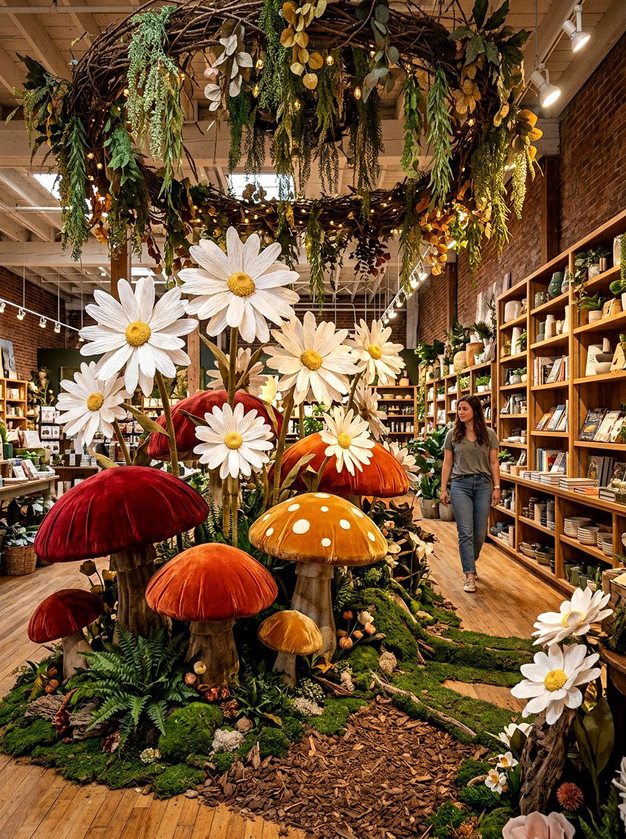 Botanical prop installation - 25 Spring Visual Merchandising Ideas