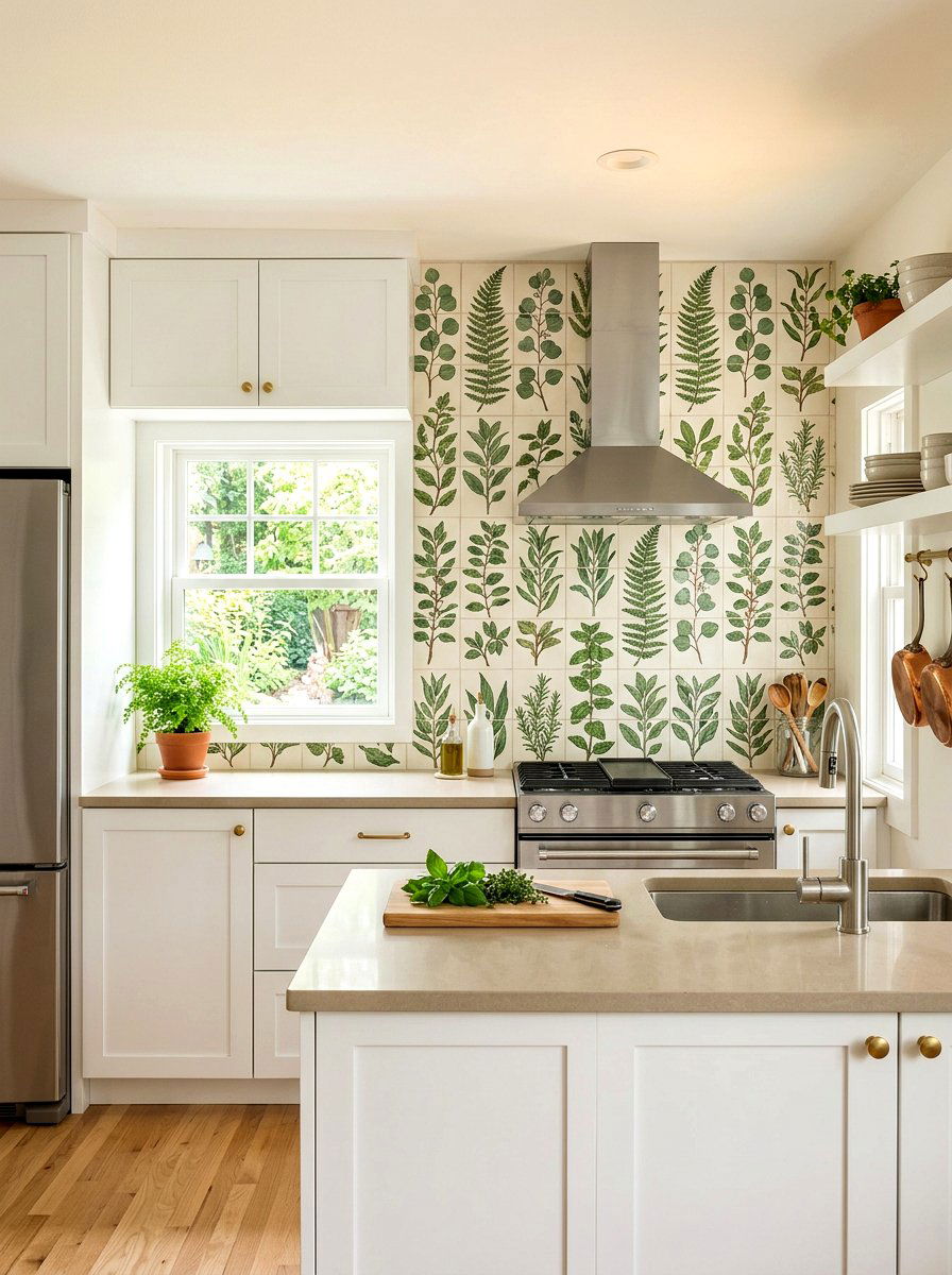 Botanical tile backsplash kitchen - 25 Spring Botanical Decor Ideas