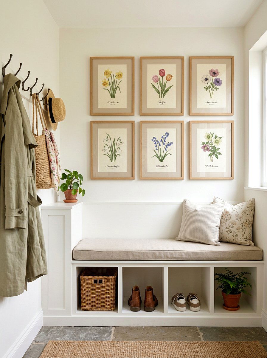 Botanical wall art - 25 Spring Mudroom Decor Ideas