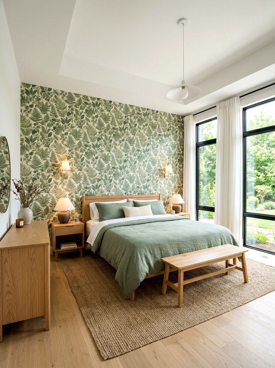 Botanical wallpaper accent wall - 25 Spring Botanical Decor Ideas