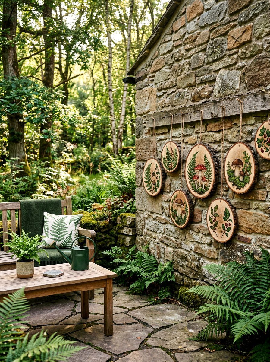 Botanical wood slices - 25 Spring Decoupage Ideas