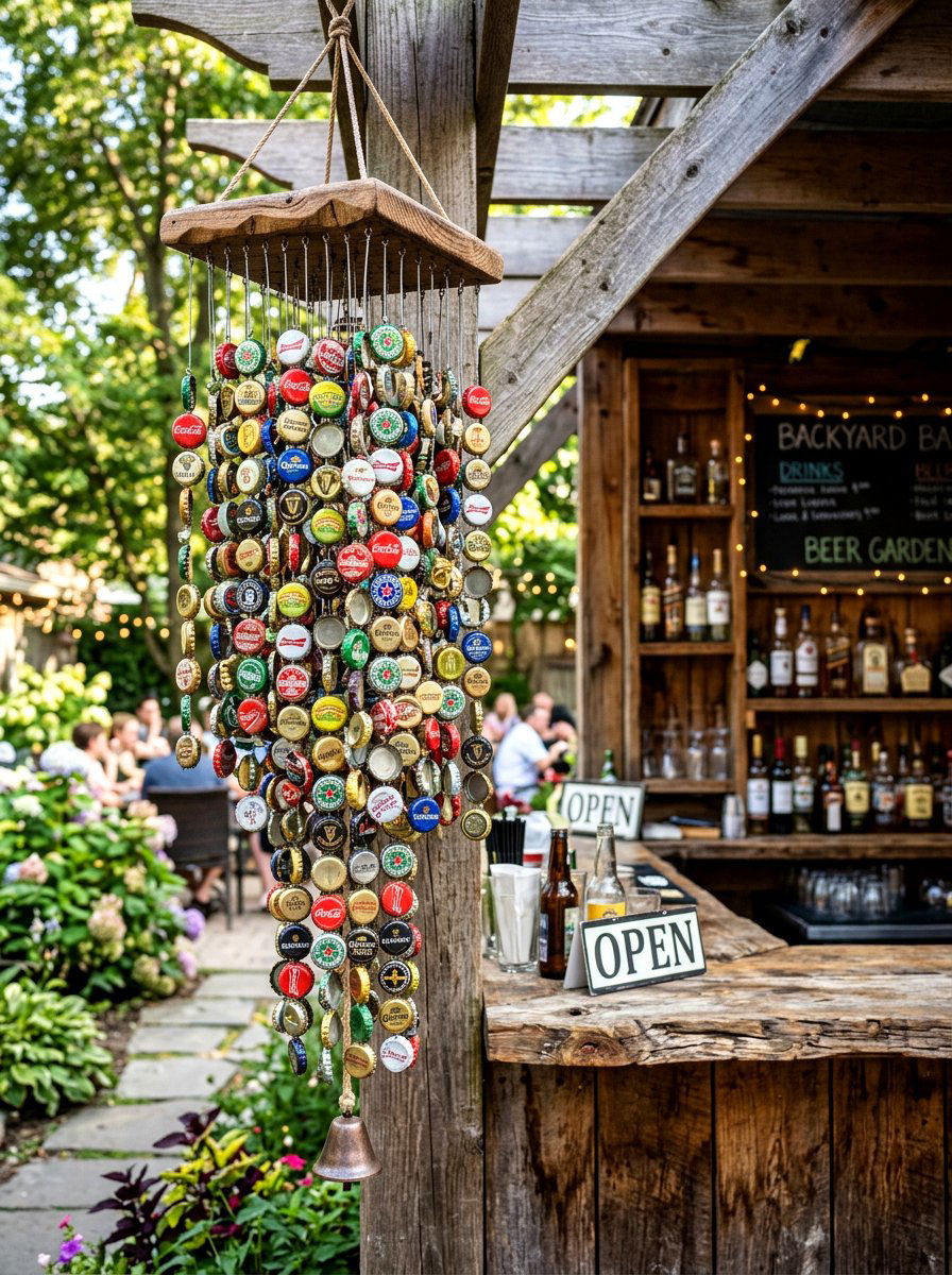 Bottle cap wind chime - 25 Spring DIY Wind Chime Ideas