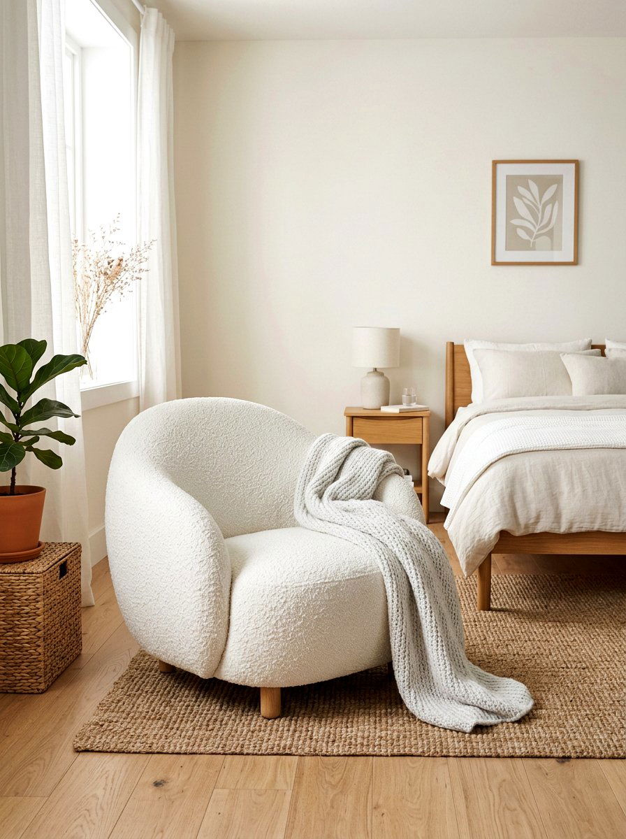 Boucle chair - 25 Spring Bedroom Chair Ideas