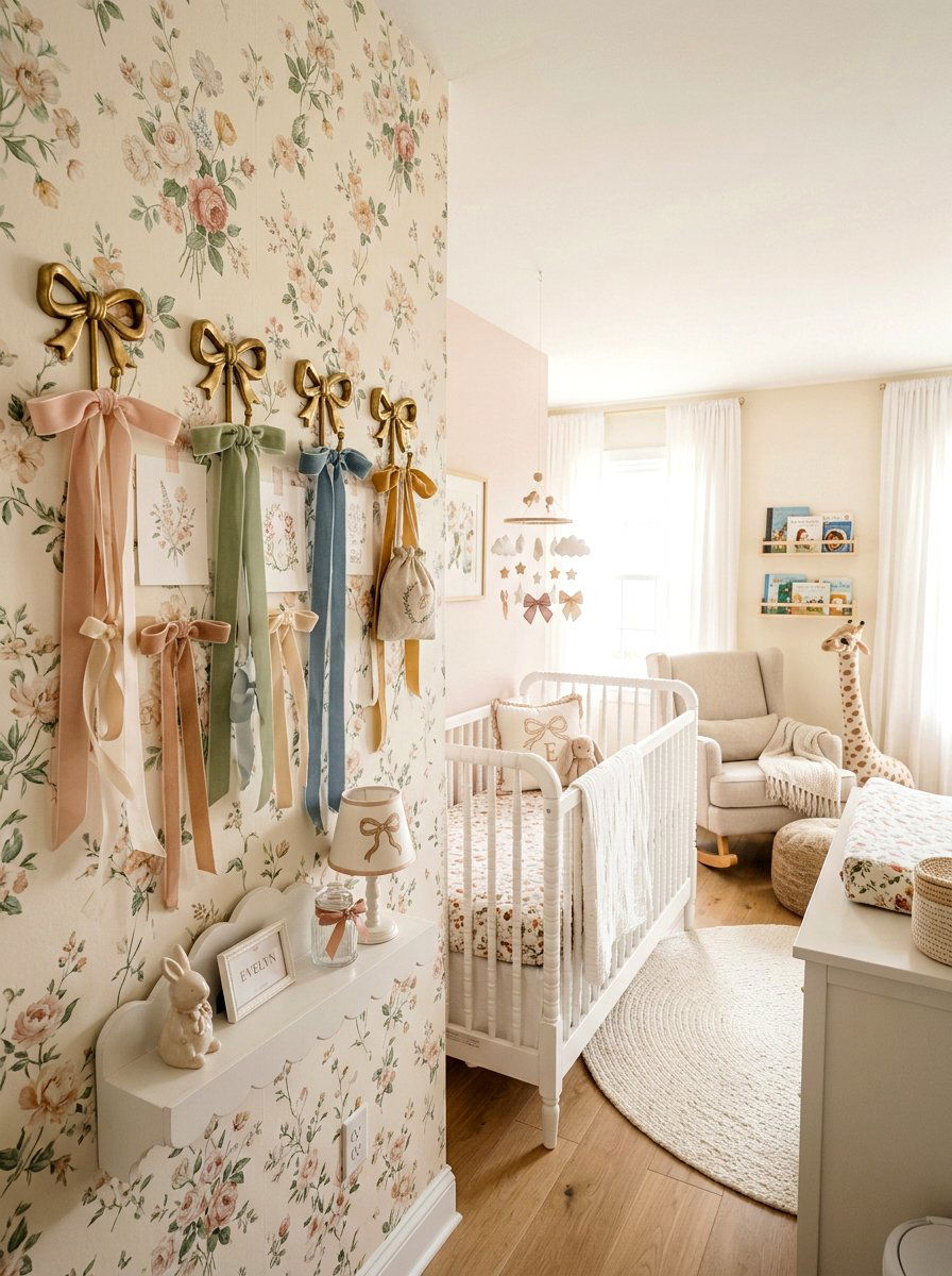 Bow accent wall decor nursery - 25 Spring Grandmillennial Decor Ideas