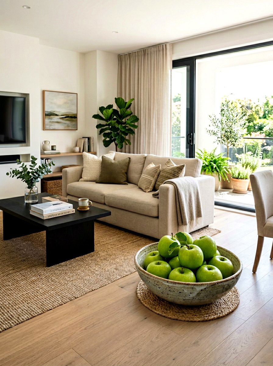 Bowl fresh green apples - 25 Spring Coffee Table Styling Ideas