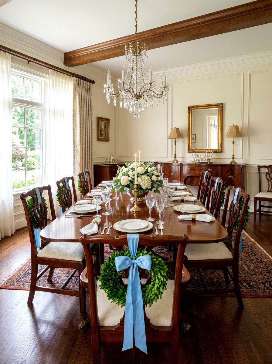 Boxwood Chair Wreath - 25 Spring Chair Back Wreath Ideas