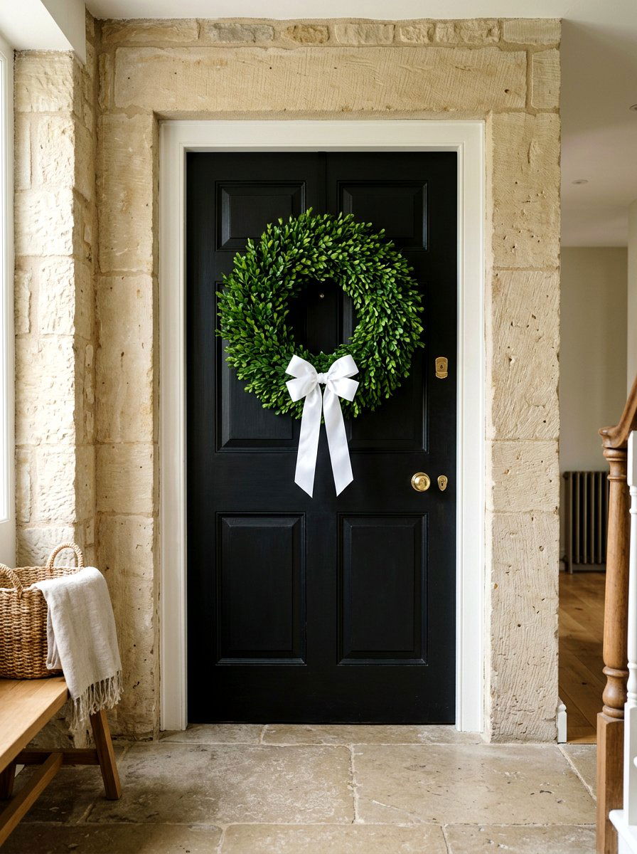 Boxwood Greenery Wreath - 25 Spring Front Door Decor Ideas
