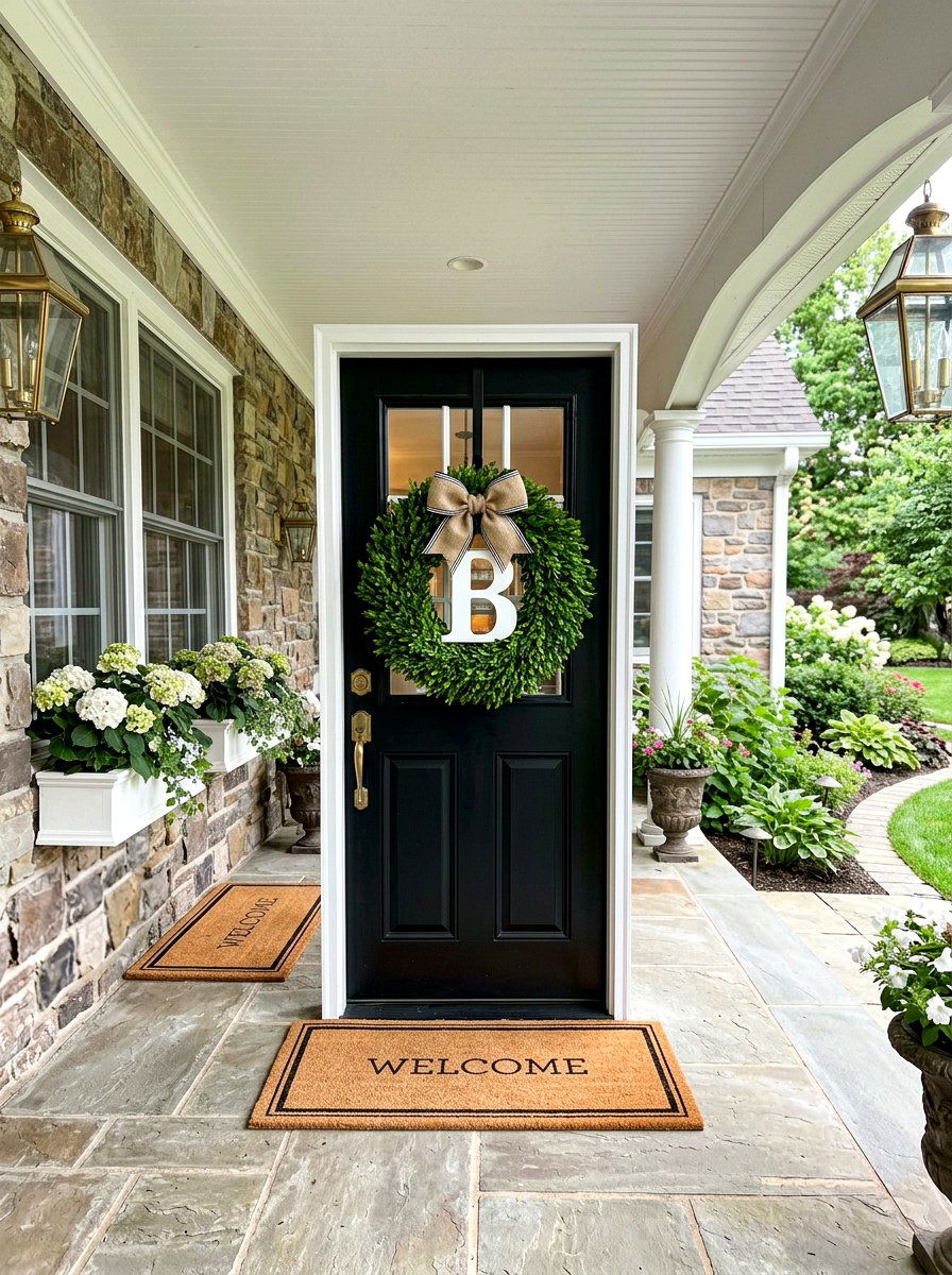 Boxwood Monogram Door Hanger - 25 Spring Monogram Wreath Ideas