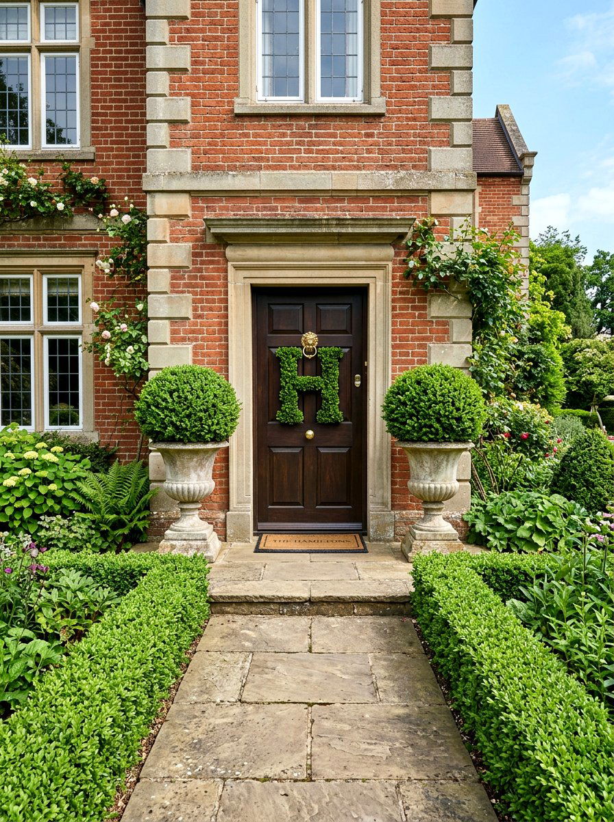 Boxwood Monogram Front Door Sign - 25 Spring Initial Wreath Ideas