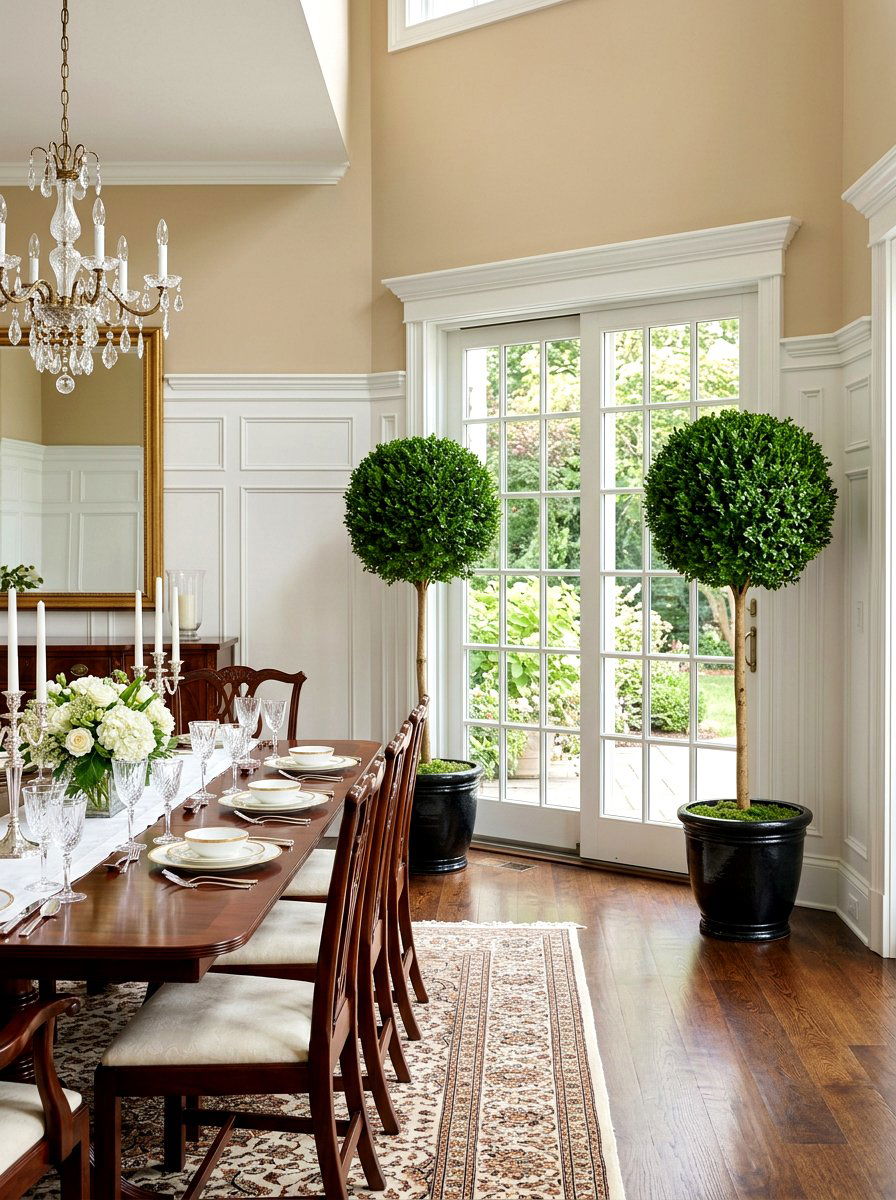 Boxwood Topiary Near Doorway - 25 Spring Sliding Door Decor Ideas