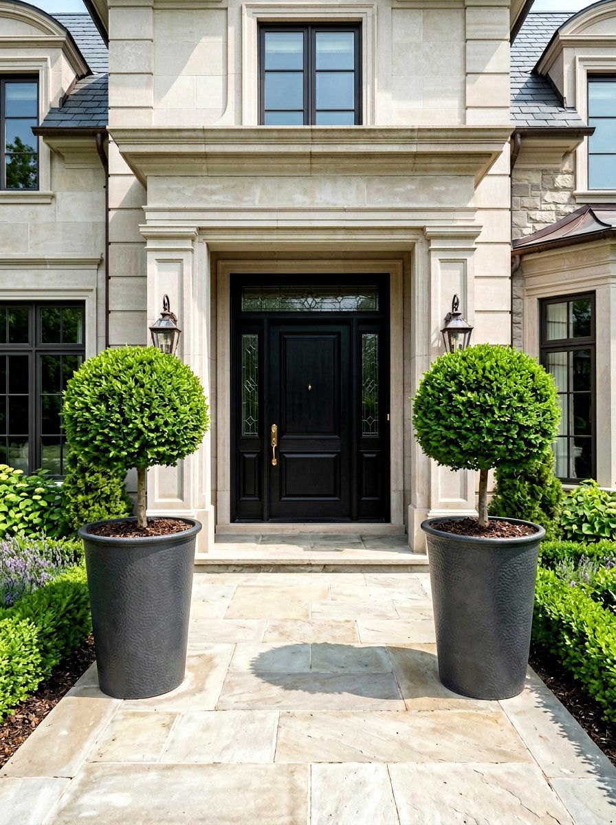 Boxwood Topiary Pot - 25 Front Yard Spring Decor Ideas