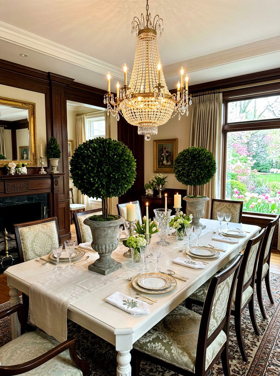 Boxwood Topiary Tree - 25 Spring Greenery Centerpiece Ideas