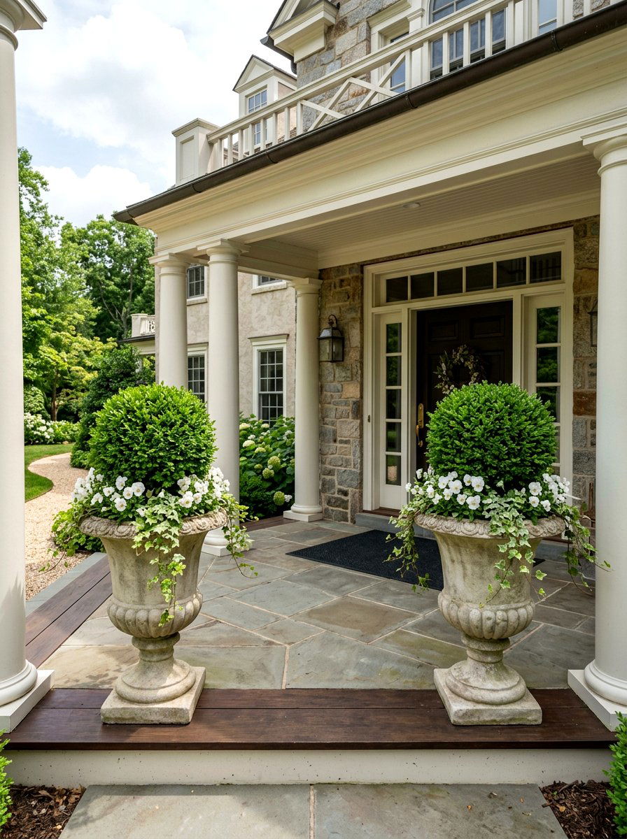 Boxwood Topiary Urn - 25 Spring Porch Urn Ideas