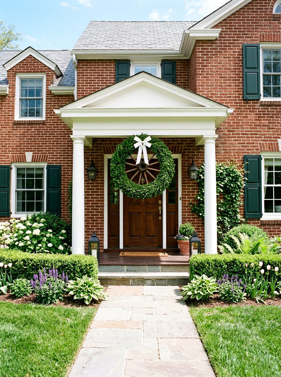 Boxwood Wagon Wheel - 25 Spring Wagon Wheel Wreath Ideas