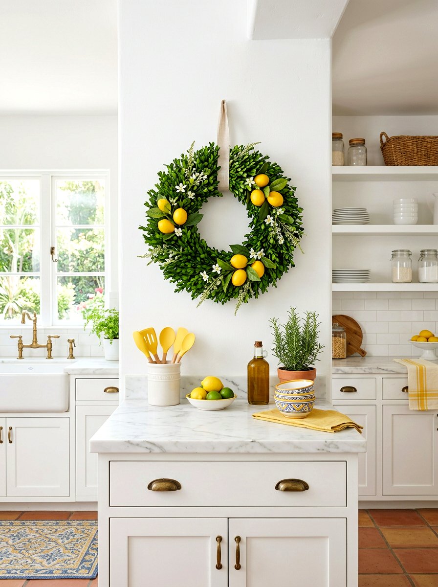 Boxwood Wreath With Lemons - 25 Spring Boxwood Wreath Ideas