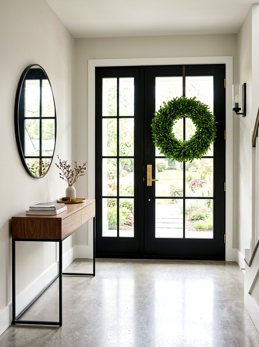 Boxwood Wreath - 25 Spring French Door Decor Ideas