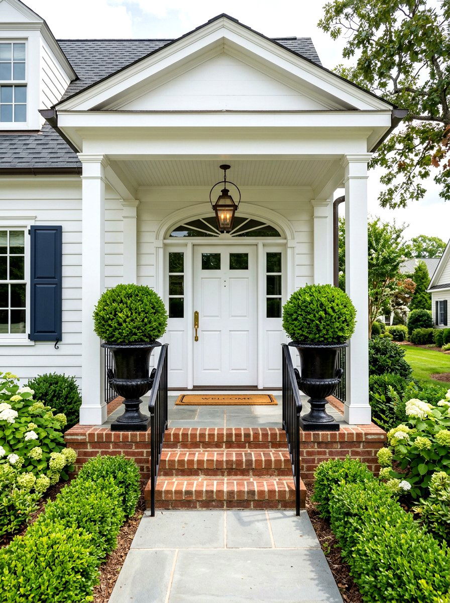Boxwood topiary porch - 25 Spring Southern Decor Ideas