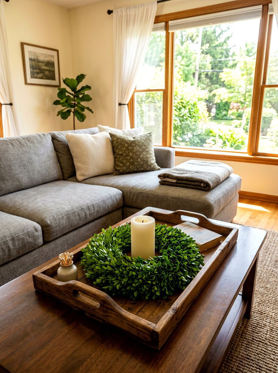 Boxwood wreath for candle ring - 25 Spring Mini Wreath Ideas