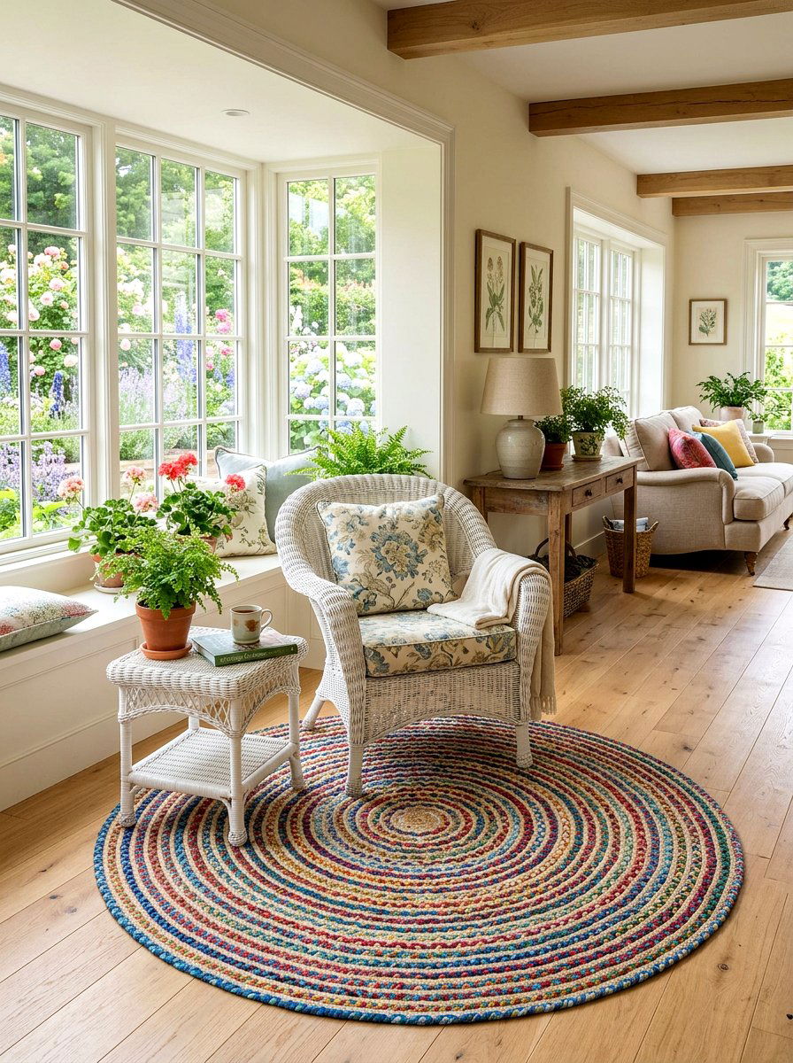 Braided Area Rug - 25 Spring Living Room Decor Ideas