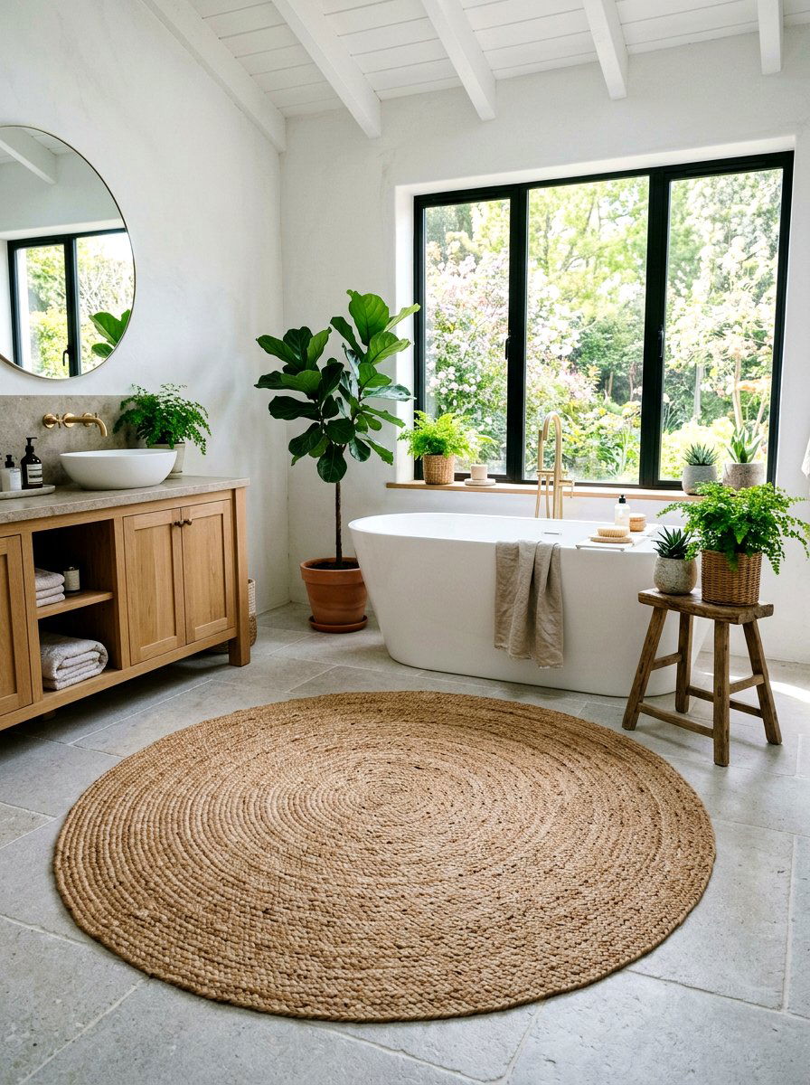 Braided Jute Rug - 25 Spring Spa Decor Ideas