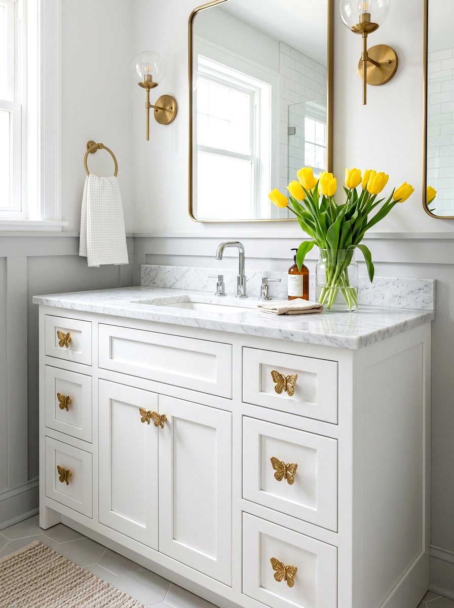 Brass Butterfly Cabinet Knobs - 25 Spring Insect Decor Ideas