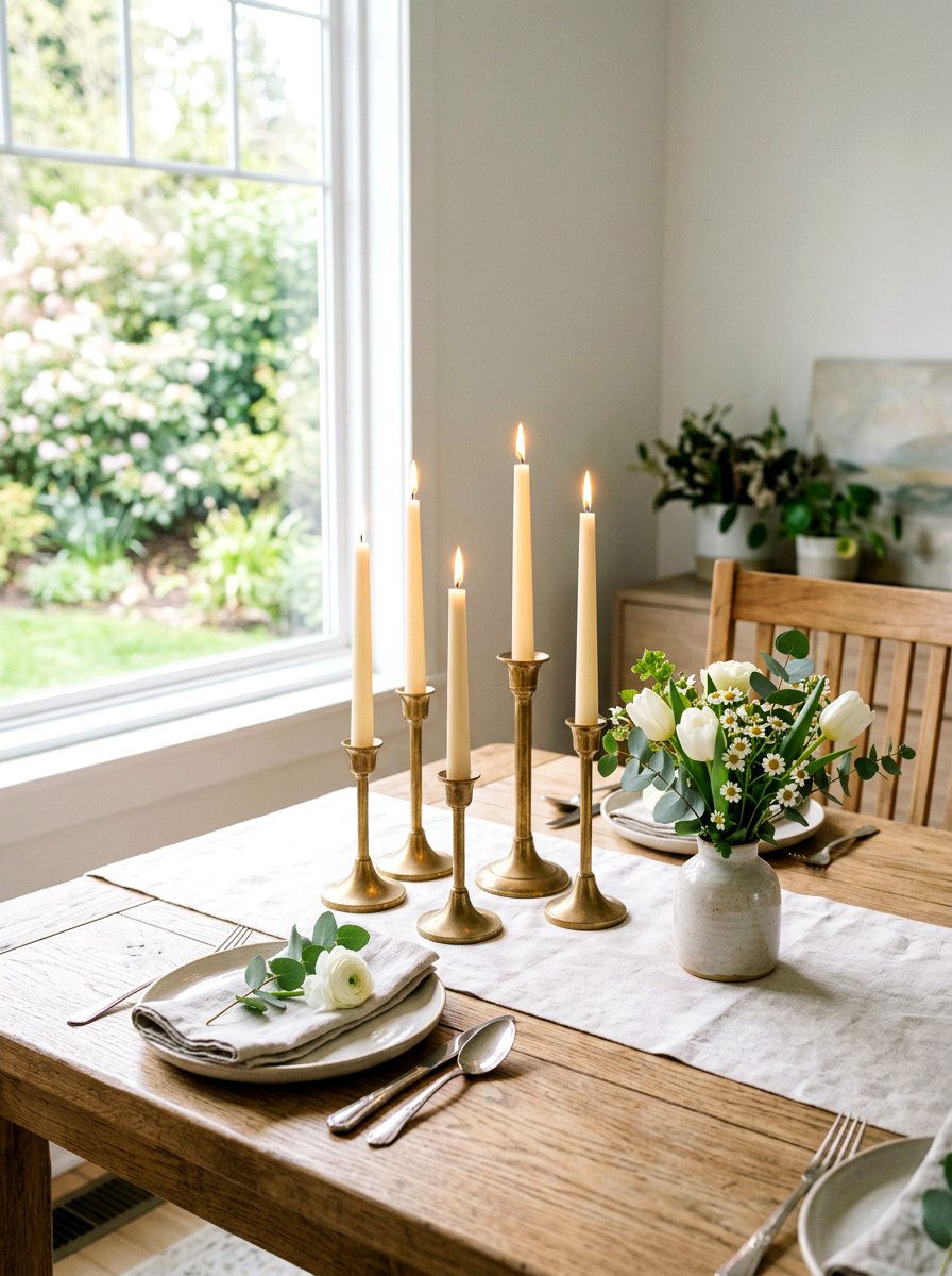 Brass Candle Holder - 25 Spring Thrift Flip Decor Ideas