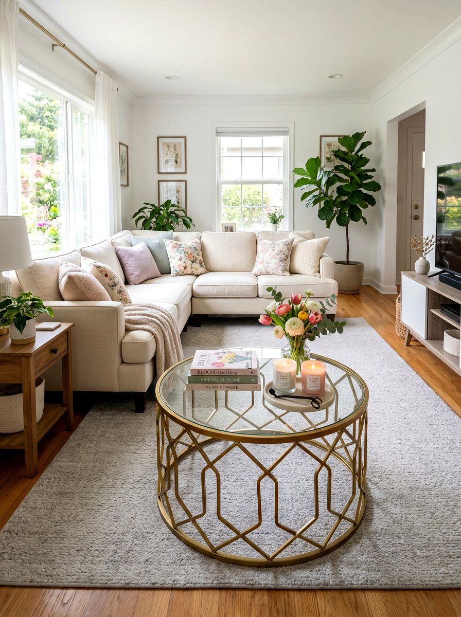 Brass Coffee Table In Living Room - 25 Spring Brass Accent Decor Ideas