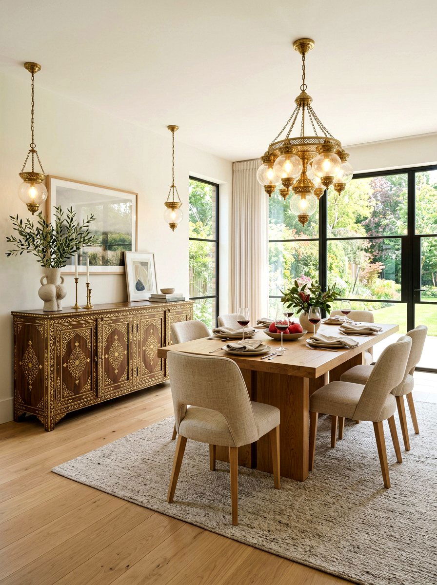 Brass Inlay Furniture In Dining Area - 25 Spring Brass Accent Decor Ideas