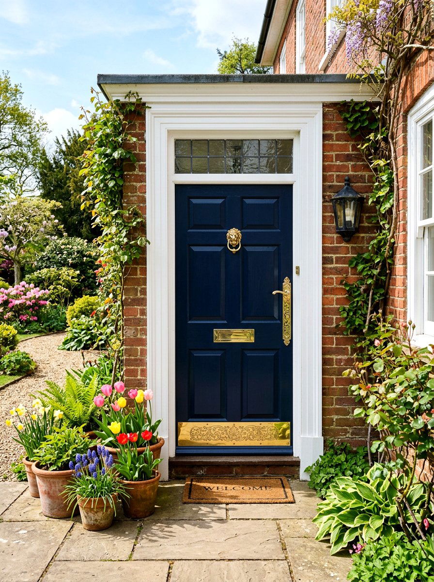 Brass Kick Plate On Front Door - 25 Spring Brass Accent Decor Ideas