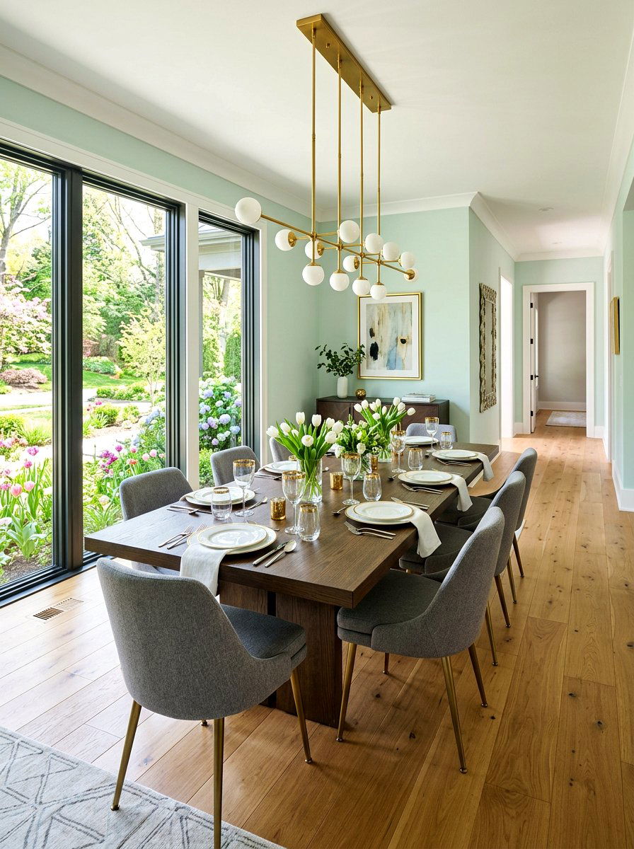 Brass Linear Chandelier - 25 Spring Dining Room Chandelier Ideas