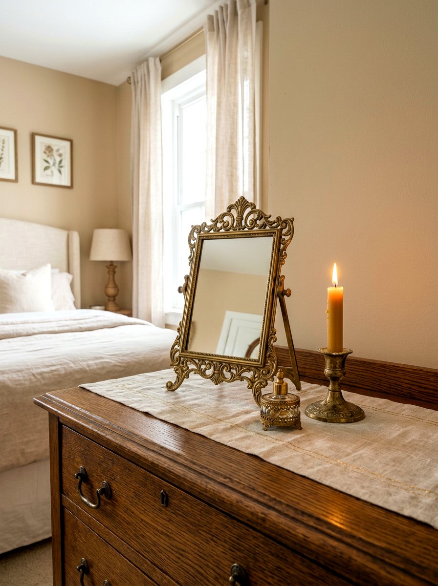 Brass Mirror - 25 Spring Bedroom Dresser Decor Ideas