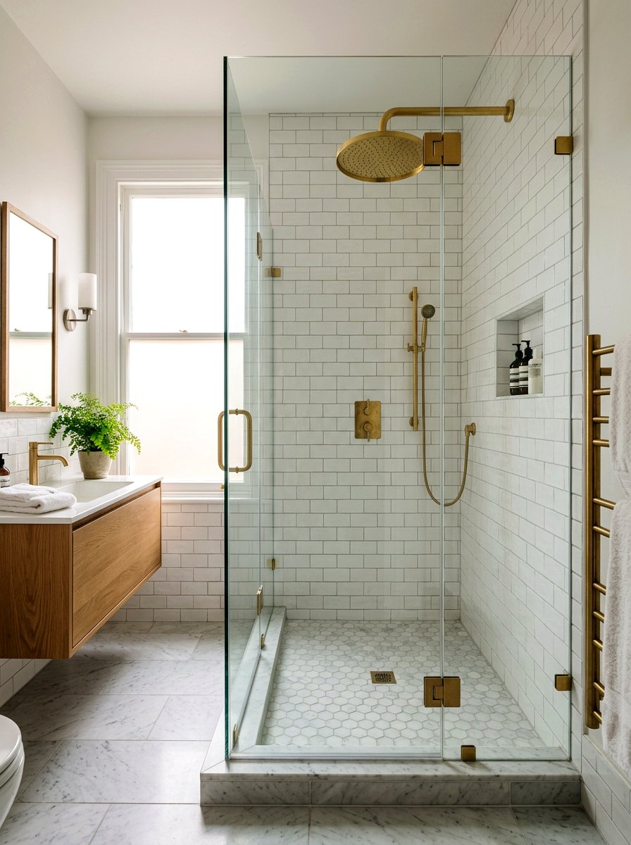 Brass Rain Shower Head - 25 Spring Bathroom Decor Ideas