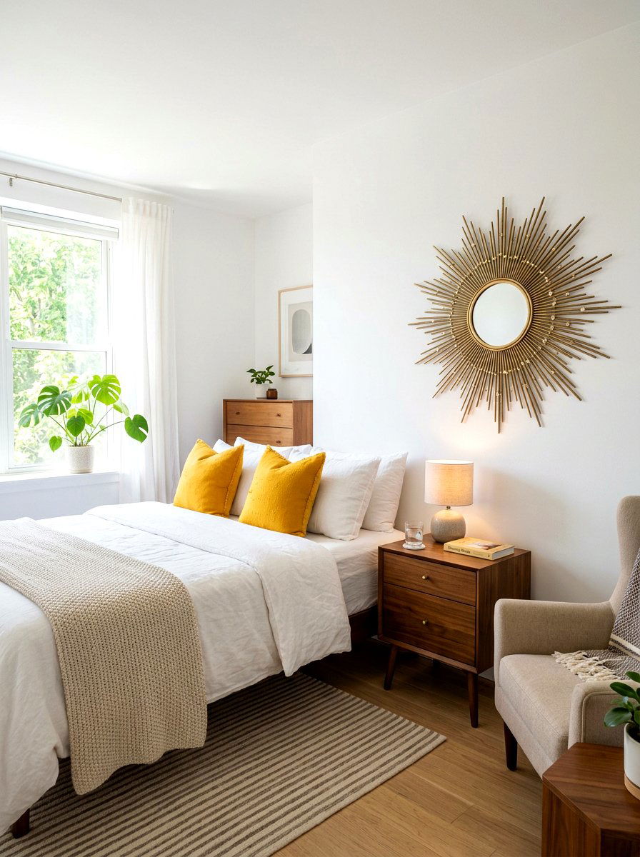 Brass Sunburst Mirror - 25 Spring Bedroom Mirror Ideas