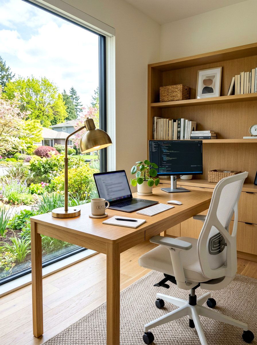 Brass Table Lamp In Home Office - 25 Spring Brass Accent Decor Ideas