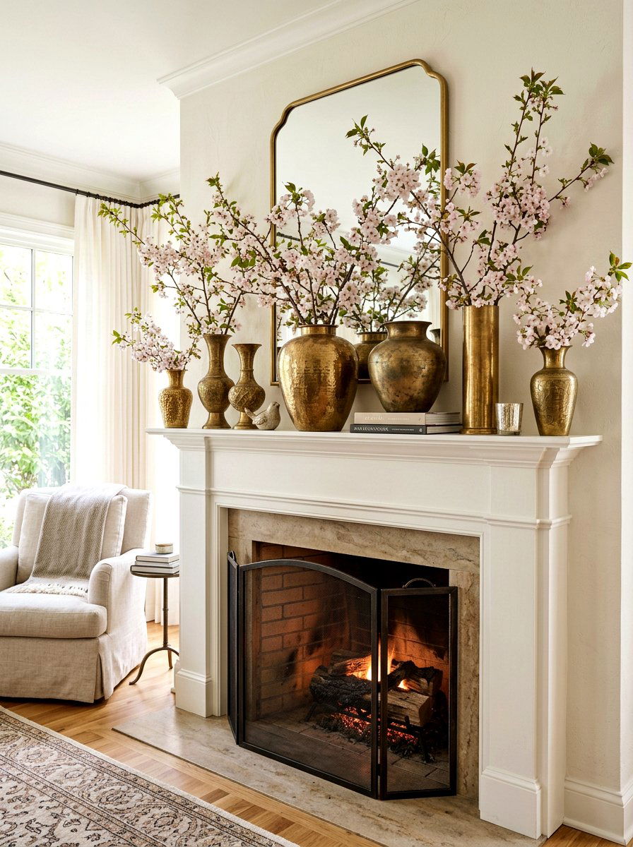 Brass Vases On Fireplace Mantel - 25 Spring Brass Accent Decor Ideas