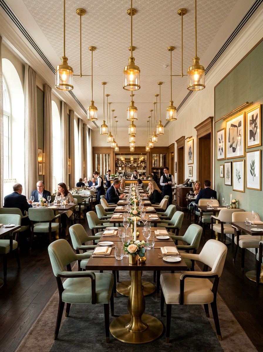 Brass metal accent - 25 Spring Restaurant Decor Ideas