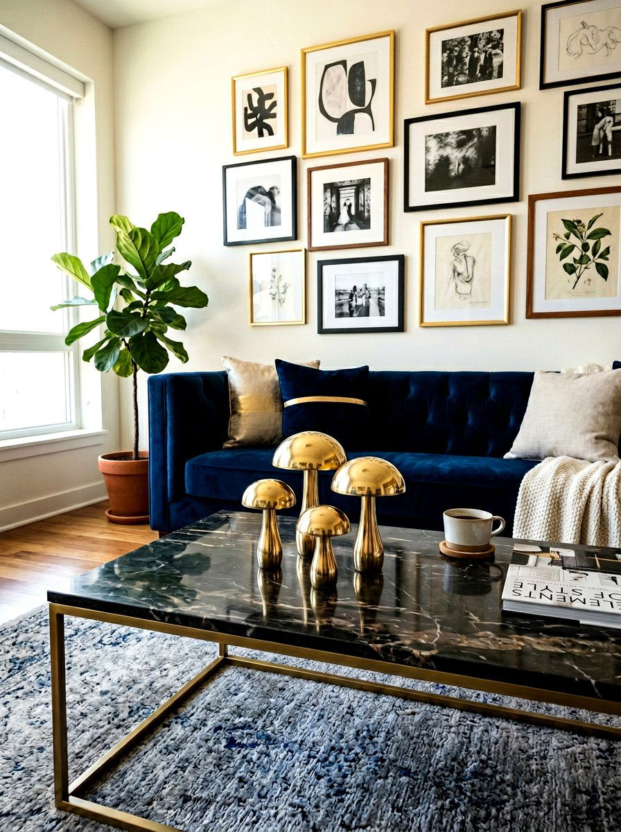 Brass mushroom figurine coffee table - 25 Spring Mushroom Decor Ideas