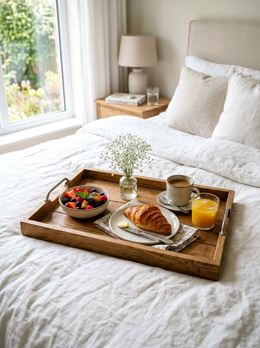 Breakfast In Bed Tray - 25 Spring Wooden Tray Decor Ideas