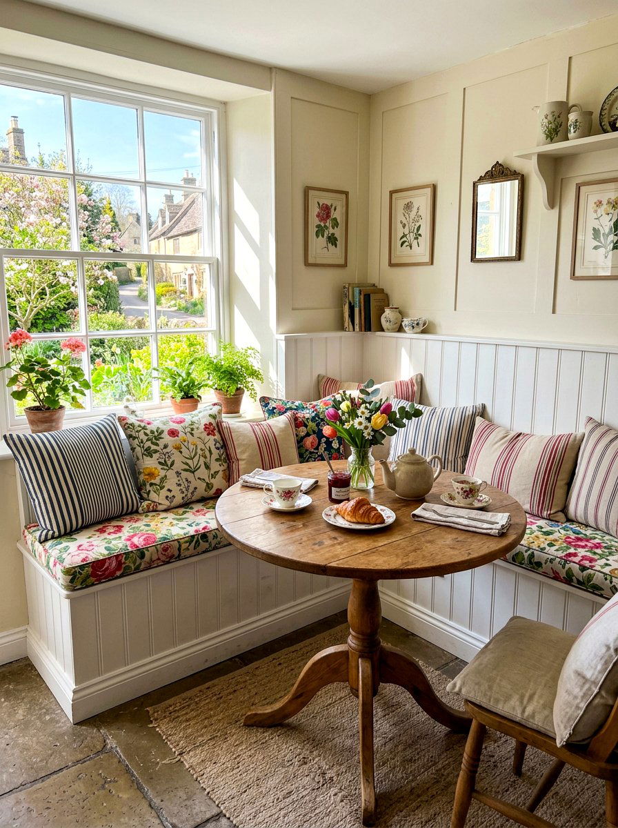 Breakfast Nook Beadboard Seating - 25 Spring Beadboard Decor Ideas