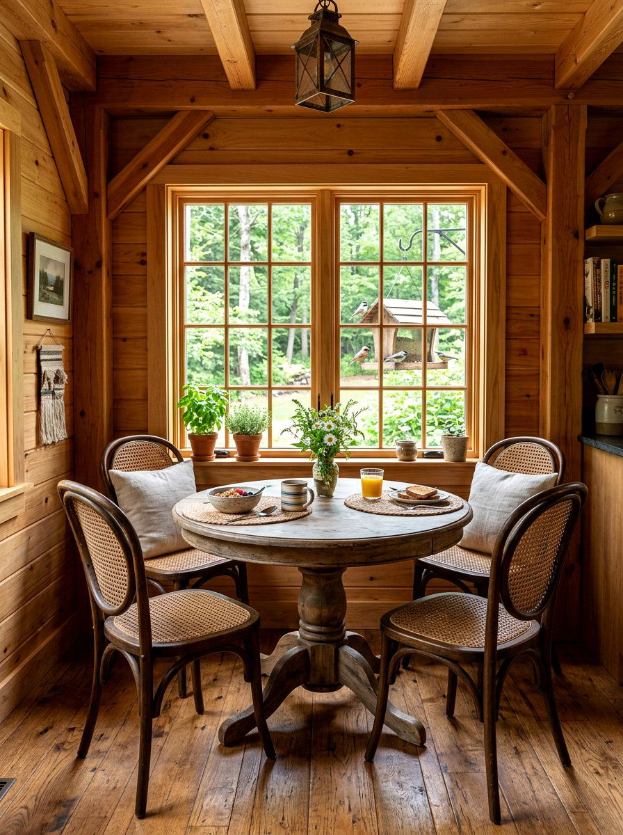 Breakfast Nook Cabin - 25 Spring Cabin Decor Ideas