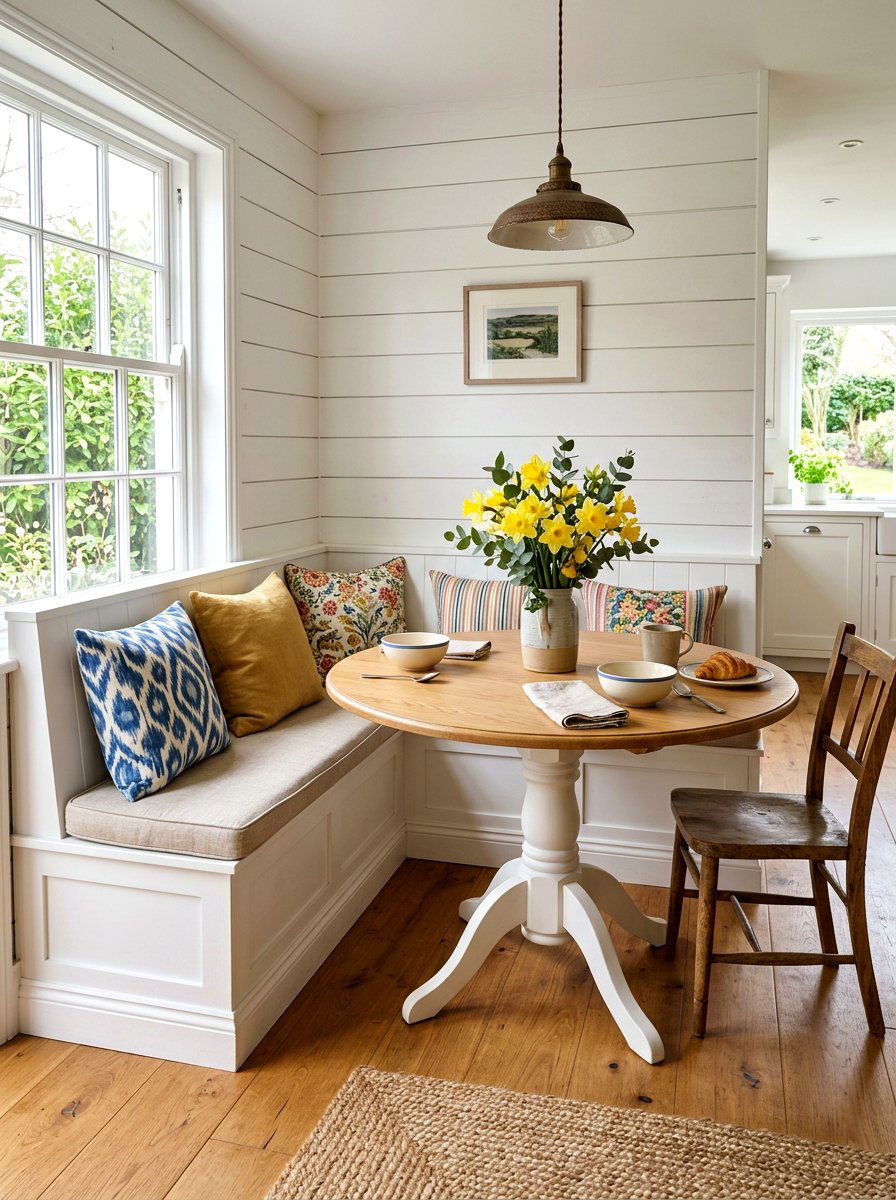 Breakfast Nook Shiplap With Banquette - 25 Spring Shiplap Wall Decor Ideas