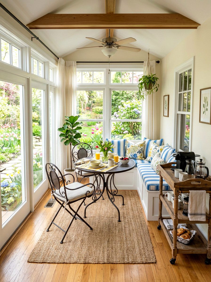 Breakfast Nook Sunroom - 25 Spring Sunroom Spring Decor Ideas