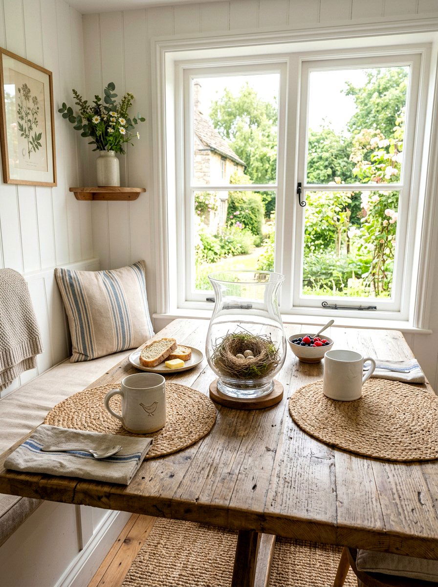 Breakfast Nook Table Setting - 25 Spring Bird Nest Decor Ideas